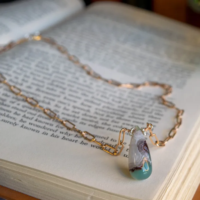 Elisa Ilana Necklaces 23 x 9mm Aquaprase Necklace