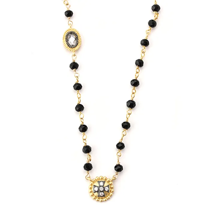 Elisa Ilana Necklaces White Topaz Onyx Necklace347154