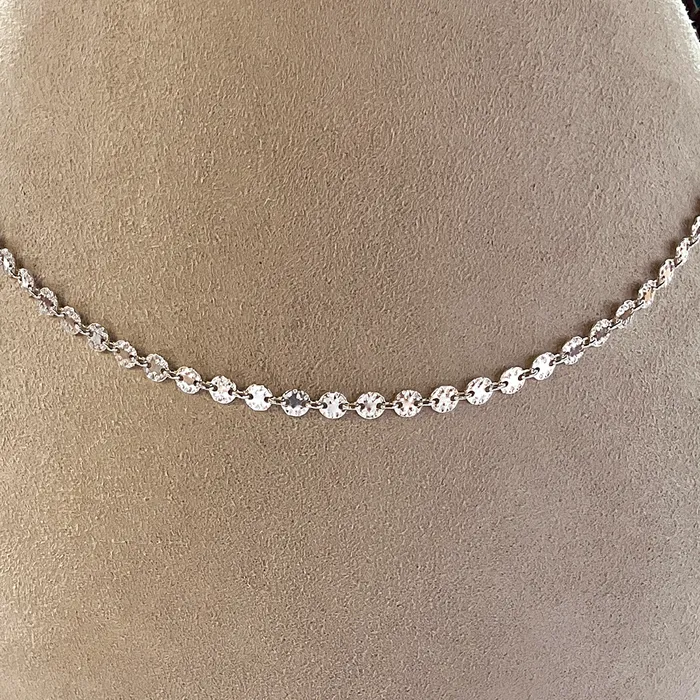 Elisa Ilana SS Hammered Disc Chain Bracelet w Pearl Accent Bracelets Elisa Ilana SS Hammered Disc Chain Bracelet w Pearl Accent Bracelets