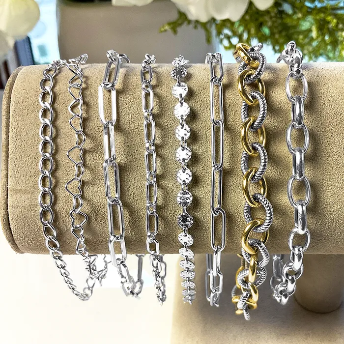 Elisa Ilana SS Hammered Disc Chain Bracelet w Pearl Accent Bracelets Elisa Ilana SS Hammered Disc Chain Bracelet w Pearl Accent Bracelets