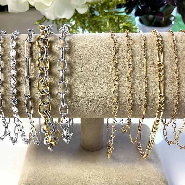 Elisa Ilana SS Hammered Disc Chain Bracelet w Pearl Accent Bracelets Elisa Ilana SS Hammered Disc Chain Bracelet w Pearl Accent Bracelets