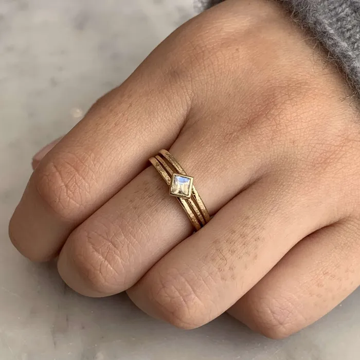 Emily Amey Jewelry Earrings Princess Cut Moonstone Stacker in 14k gold