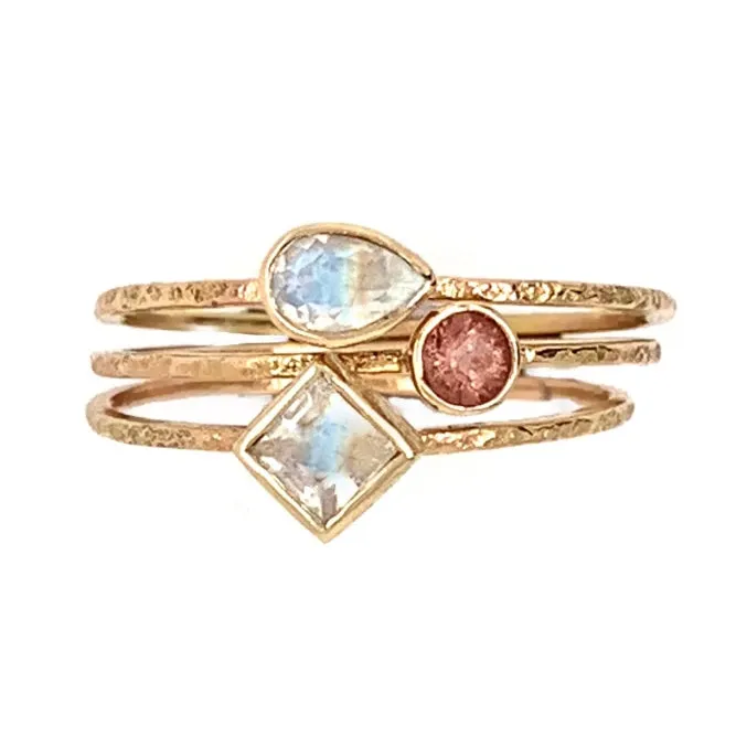 Emily Amey Jewelry Earrings Princess Cut Moonstone Stacker in 14k gold