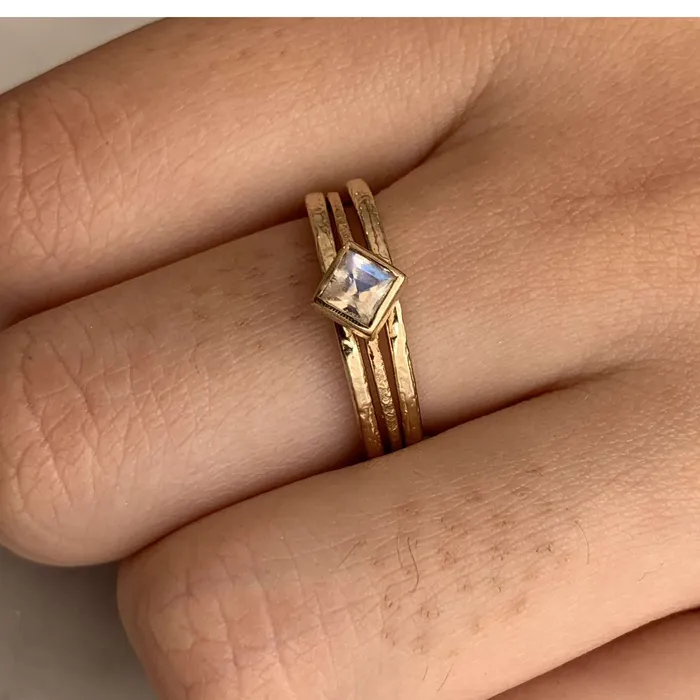 Emily Amey Jewelry Earrings Princess Cut Moonstone Stacker in 14k gold
