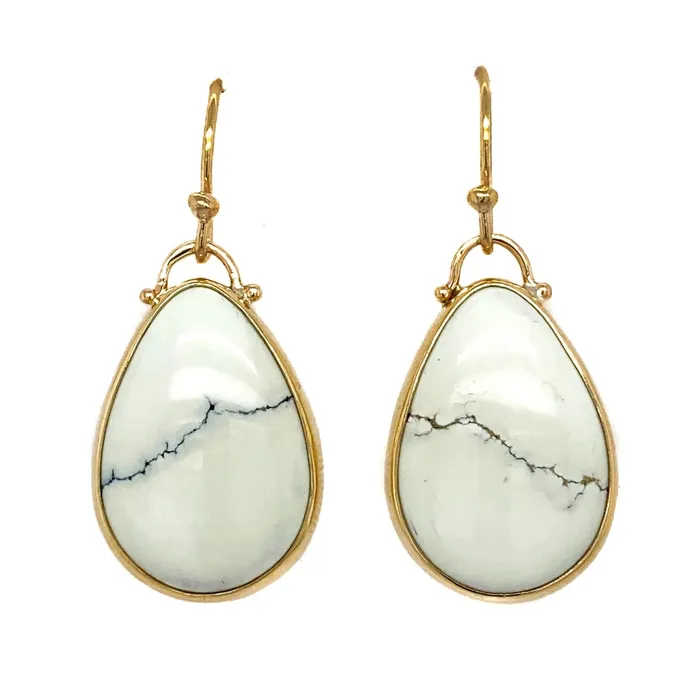 Emily Amey Jewelry Eggshell Variscite drop earrings in 14k gold Earrings