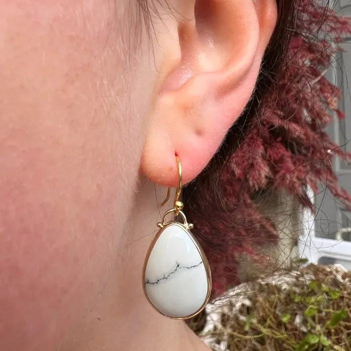 Emily Amey Jewelry Eggshell Variscite drop earrings in 14k gold Earrings