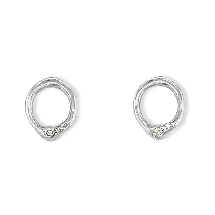 Emily Amey Jewelry Miro Circle Studs with diamonds in Sterling silver Rings