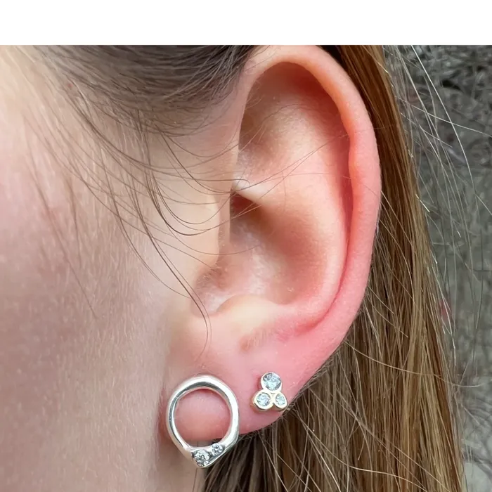 Emily Amey Jewelry Miro Circle Studs with diamonds in Sterling silver Rings