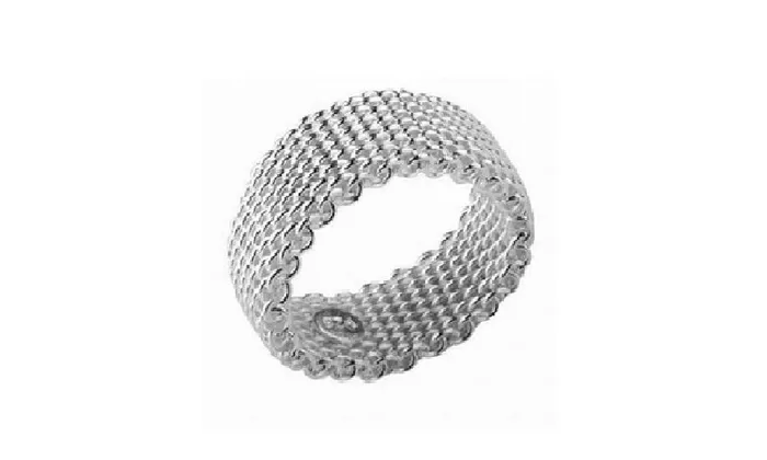Fashion chain mesh silver plated ring sparklingselections Rings