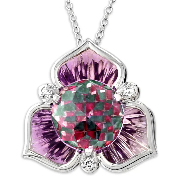Galatea DavinChi Cut Amethyst White Gold Necklace340557 Galatea Necklaces