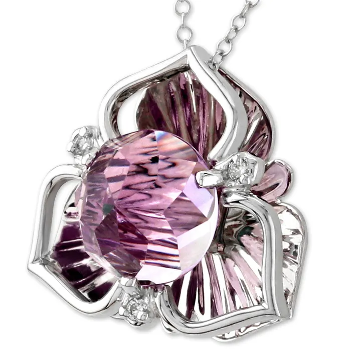 Galatea DavinChi Cut Amethyst White Gold Necklace340557 Galatea Necklaces