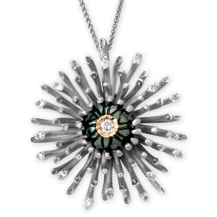 Galatea Necklaces Galatea Diamond Pearl Sunburst Necklace333886