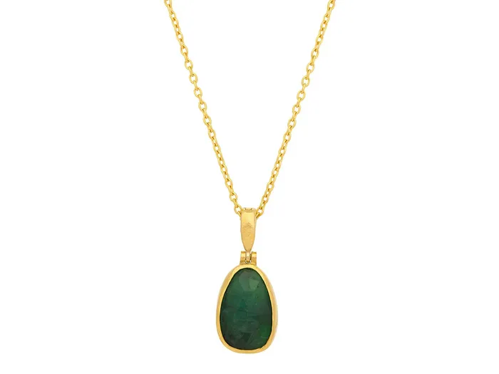 GG GOLD OOAK GURHAN Elements Gold Emerald Pendant Necklace 16x11mm Amorphous Stone Necklaces GG GOLD OOAK GURHAN Elements Gold Emerald Pendant Necklace 16x11mm Amorphous Stone Necklaces