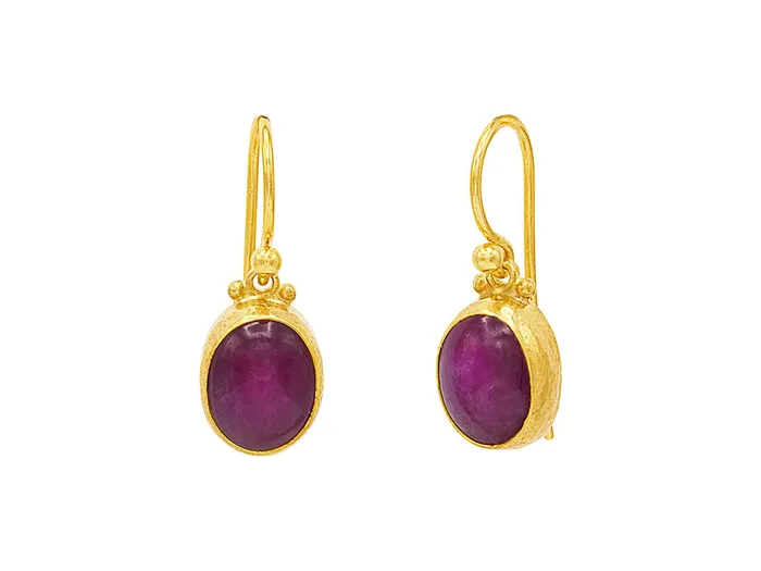GG GOLD OOAK GURHAN Rune Gold Ruby Single Drop Earrings 8x11mm Oval on Wire Hook Earrings GG GOLD OOAK GURHAN Rune Gold Ruby Single Drop Earrings 8x11mm Oval on Wire Hook Earrings