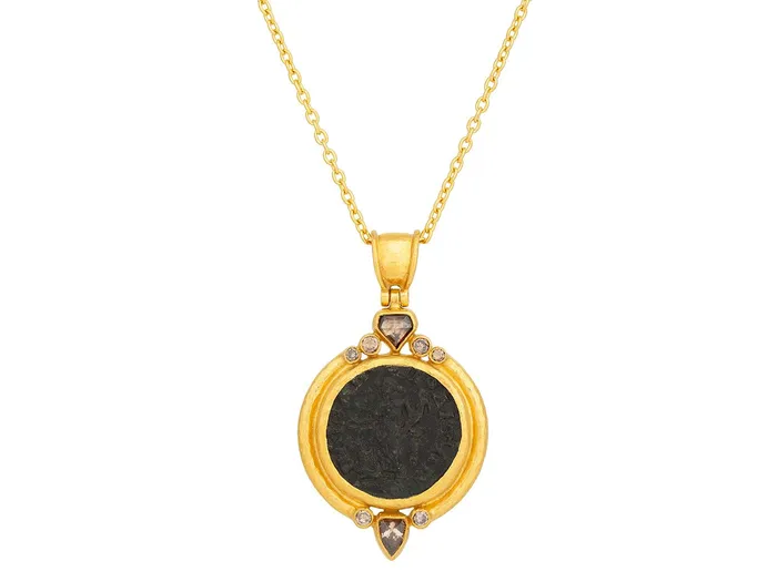 GG GOLD OOAK Necklaces GURHAN Antiquities Gold Coin Pendant Necklace 21mm Round set in Wide Frame GG GOLD OOAK Necklaces GURHAN Antiquities Gold Coin Pendant Necklace 21mm Round set in Wide Frame