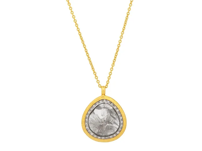 GG GOLD OOAK Necklaces GURHAN Prism Gold Diamond Pendant Necklace Teardrop Slice GG GOLD OOAK Necklaces GURHAN Prism Gold Diamond Pendant Necklace Teardrop Slice
