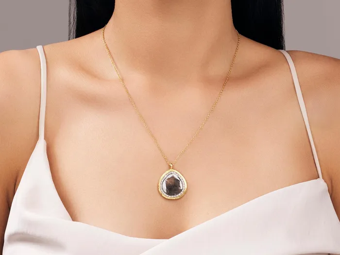 GG GOLD OOAK Necklaces GURHAN Prism Gold Diamond Pendant Necklace Teardrop Slice