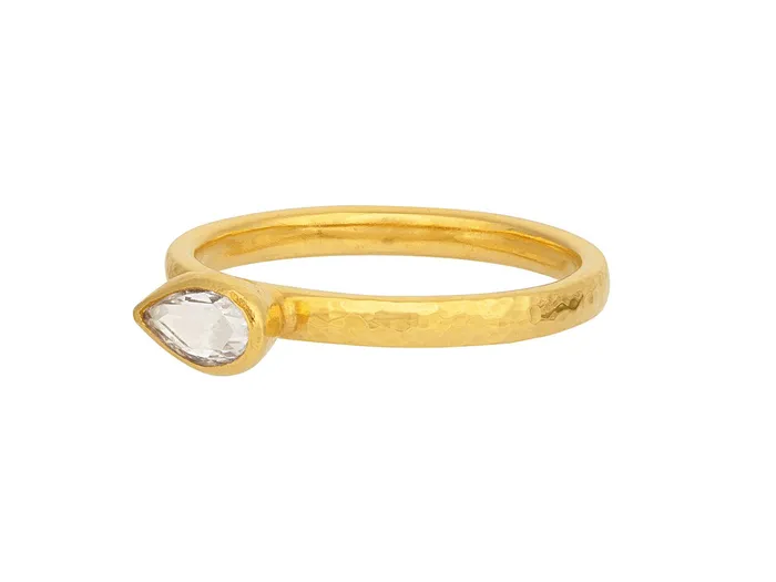 GG GOLD OOAK Rings GURHAN Prism Gold Diamond Stacking Ring 6x4mm Teardrop