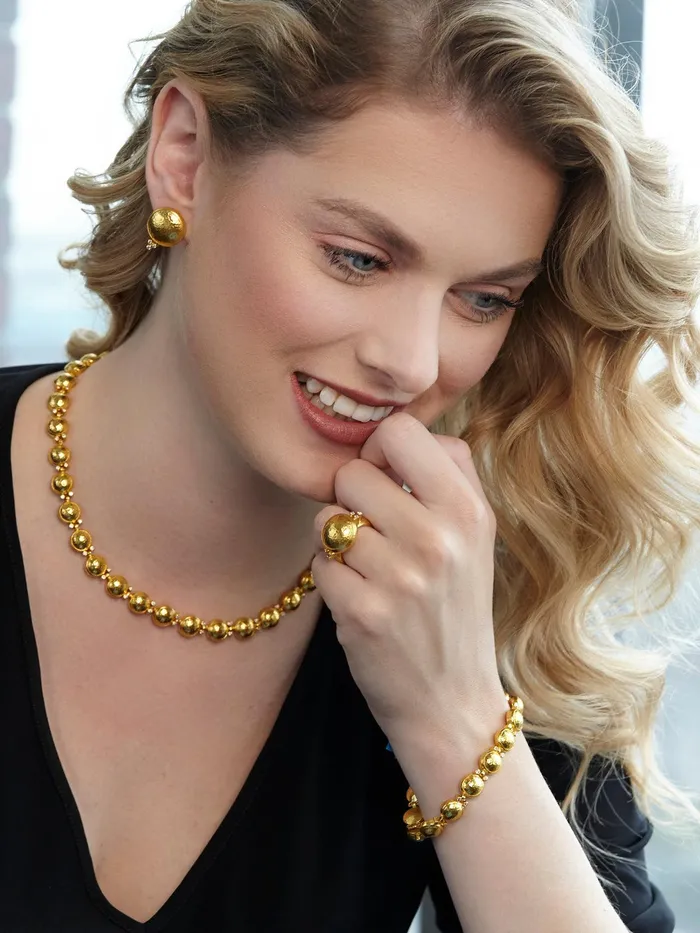GG GOLD TRAD Necklaces GURHAN Amulet Gold All Around Short Necklace 10mm Round Diamond