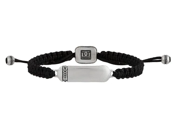 GG SILVER NEW GURHAN Mens Sterling Silver ID SingleStrand Bracelet Vertical Chevron on Adjustable Woven Cord Bracelets GG SILVER NEW GURHAN Mens Sterling Silver ID SingleStrand Bracelet Vertical Chevron on Adjustable Woven Cord Bracelets