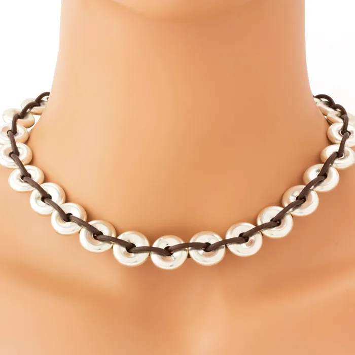 Greek Leather Donut Necklace Elisa Ilana Necklaces