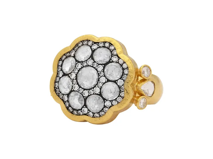 GURHAN Elements Gold Diamond Cocktail Ring Flower Shape Stone Cluster GG GOLD OOAK Rings GURHAN Elements Gold Diamond Cocktail Ring Flower Shape Stone Cluster GG GOLD OOAK Rings