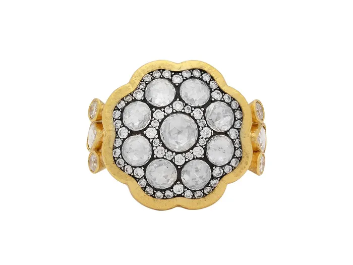 GURHAN Elements Gold Diamond Cocktail Ring Flower Shape Stone Cluster GG GOLD OOAK Rings GURHAN Elements Gold Diamond Cocktail Ring Flower Shape Stone Cluster GG GOLD OOAK Rings