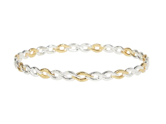 GURHAN Hoopla Sterling Silver Stacking Bangle Bracelet Mixed Metal Twist Gold Accents GG SILVER CLR Bracelets GURHAN Hoopla Sterling Silver Stacking Bangle Bracelet Mixed Metal Twist Gold Accents GG SILVER CLR Bracelets