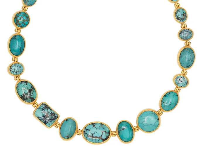 GURHAN Rune Gold Turquoise All Around Short Necklace Mixed Shapes GG GOLD OOAK Necklaces GURHAN Rune Gold Turquoise All Around Short Necklace Mixed Shapes GG GOLD OOAK Necklaces