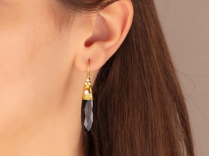 GURHAN Spell Gold Spinel Single Drop Earrings 30x8mm Flat Faceted Teardrop GG GOLD OOAK Earrings GURHAN Spell Gold Spinel Single Drop Earrings 30x8mm Flat Faceted Teardrop GG GOLD OOAK Earrings