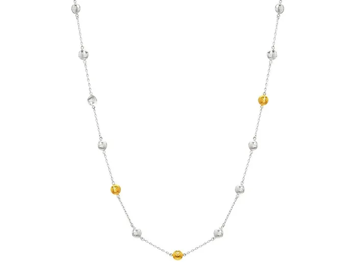 GURHAN Spell Sterling Silver Station Short Necklace 7mm Lentils with Delicate Chain Gold Accents GG SILVER CLS Necklaces GURHAN Spell Sterling Silver Station Short Necklace 7mm Lentils with Delicate Chain Gold Accents GG SILVER CLS Necklaces