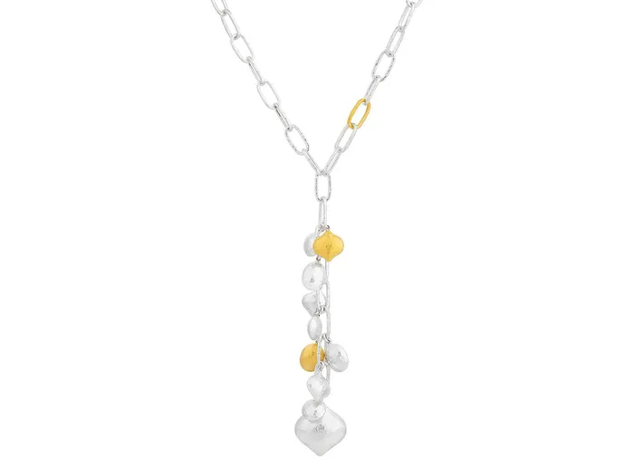 GURHAN Spell Sterling Silver Tassel Short Necklace Mixed Puffed Shapes Gold Accents GG SILVER CLR Necklaces GURHAN Spell Sterling Silver Tassel Short Necklace Mixed Puffed Shapes Gold Accents GG SILVER CLR Necklaces