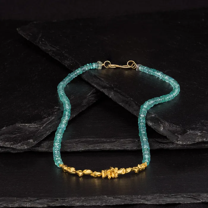 Gzahav Necklaces Apatite and Gold Bites Necklace