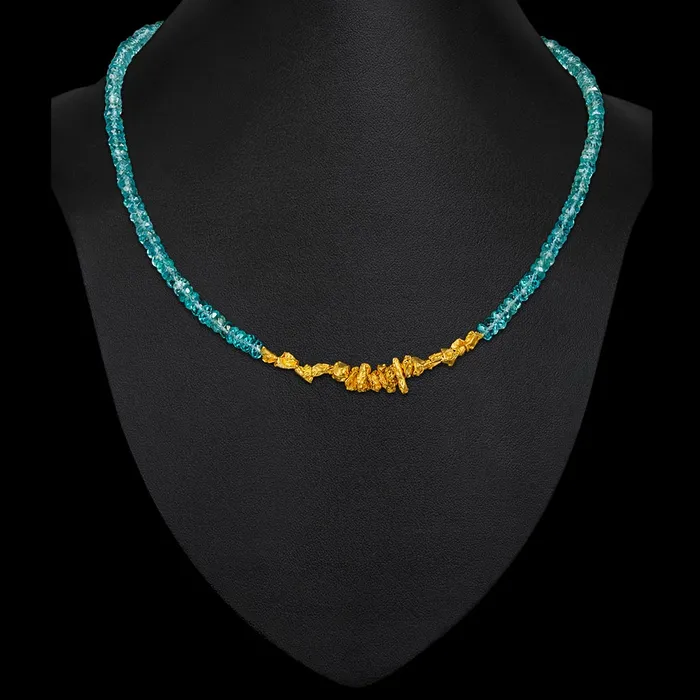 Gzahav Necklaces Apatite and Gold Bites Necklace