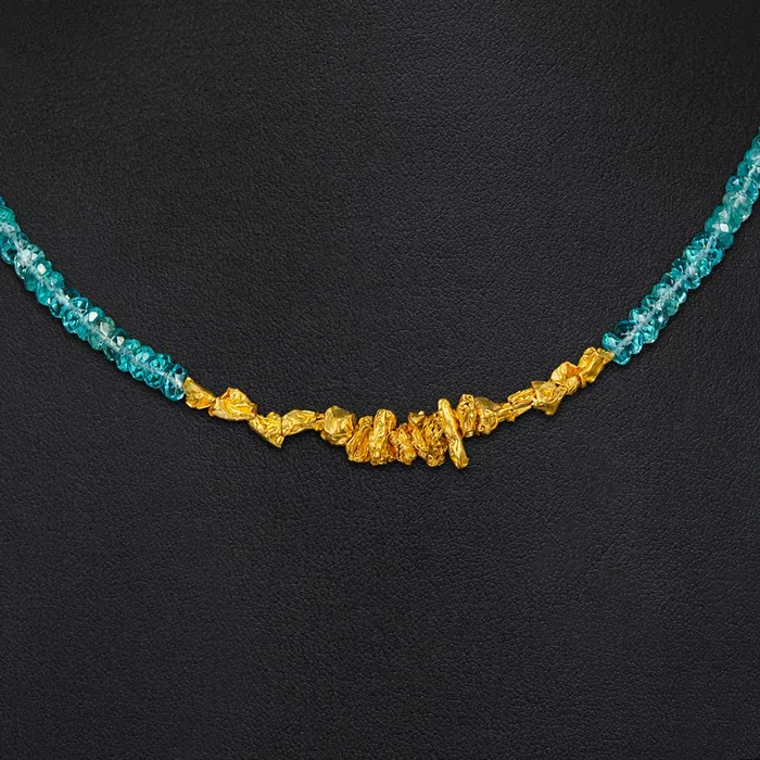 Gzahav Necklaces Apatite and Gold Bites Necklace