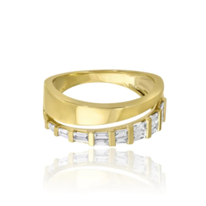 Half Baguette and Gold Ring Alev Jewelry Rings