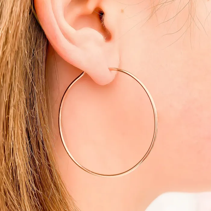 Hoops By Hand Earrings 45mm Large Hoop Earrings 14K Rose Gold Filled