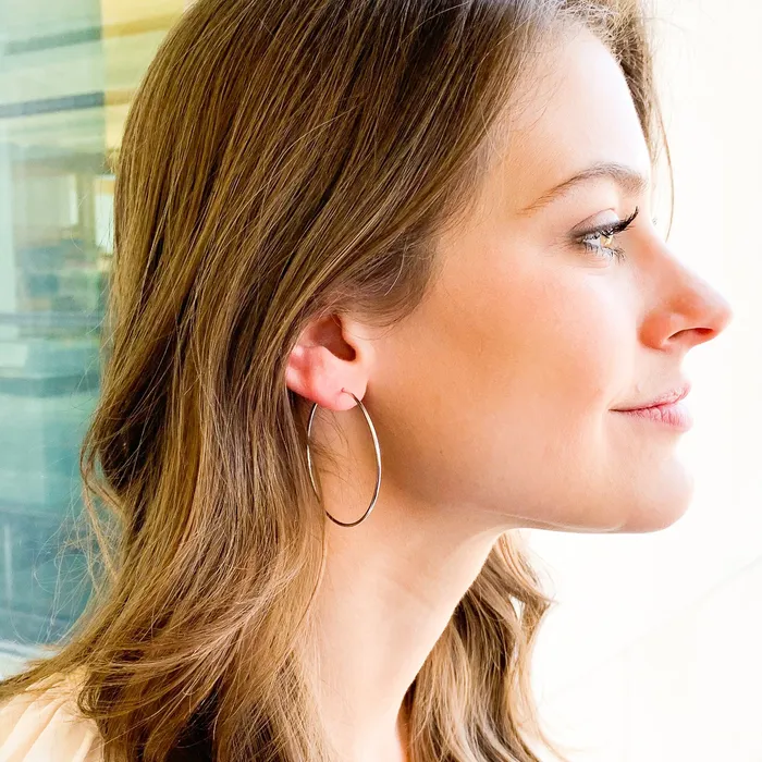 Hoops By Hand Earrings 45mm Large Hoop Earrings 14K Rose Gold Filled