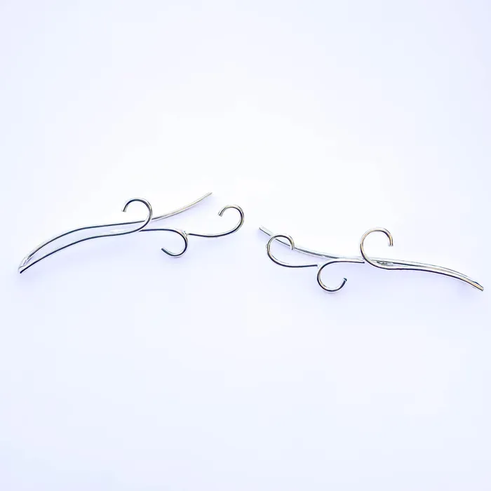 Hoops By Hand Earrings Curve Wave Drop OR Climbing Earrings Sterling Silver