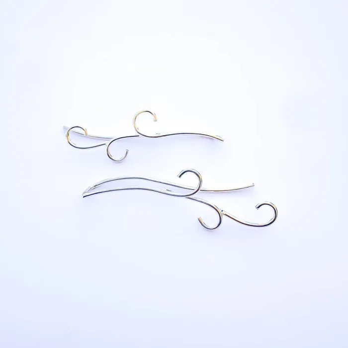 Hoops By Hand Earrings Curve Wave Drop OR Climbing Earrings Sterling Silver