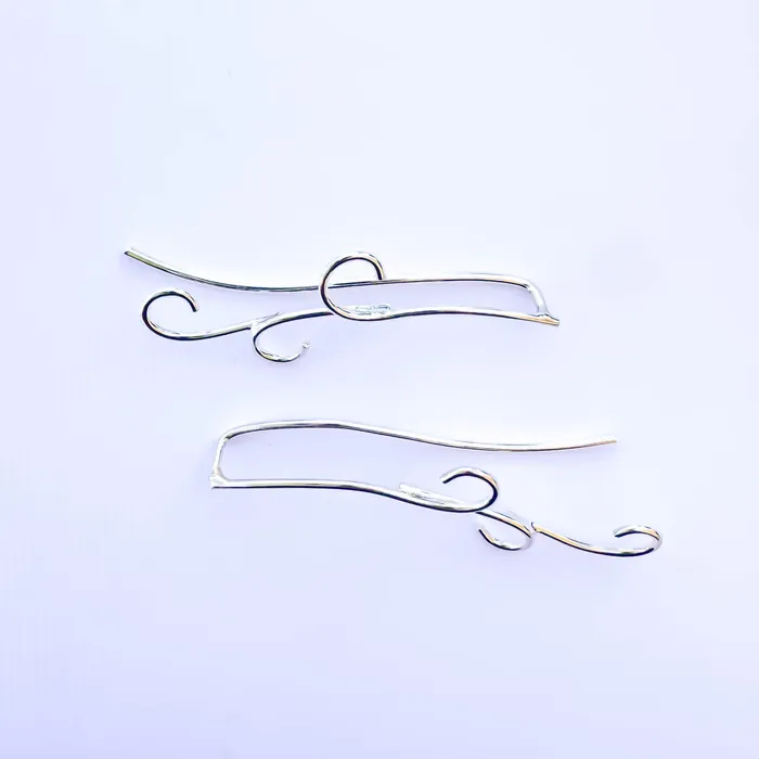 Hoops By Hand Earrings Curve Wave Drop OR Climbing Earrings Sterling Silver
