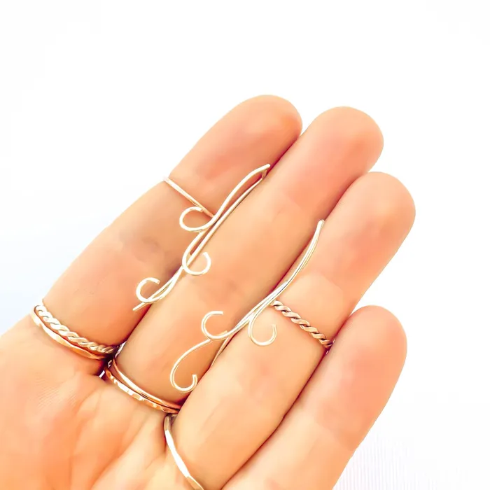 Hoops By Hand Earrings Curve Wave Drop OR Climbing Earrings Sterling Silver