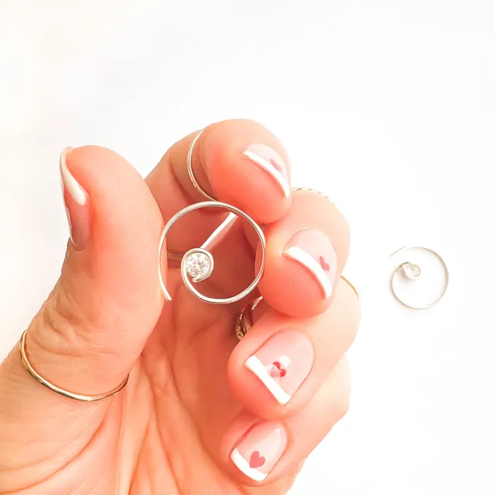 Hoops By Hand Earrings Mini CZ Spiral Hoop Earrings Sterling Silver