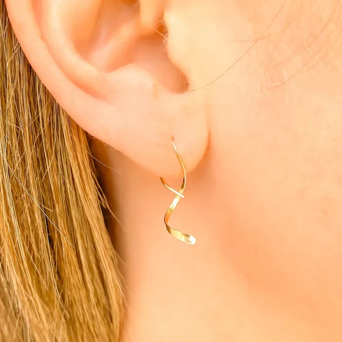 Hoops By Hand Earrings Solid 14K Gold Mini Spiral Earrings
