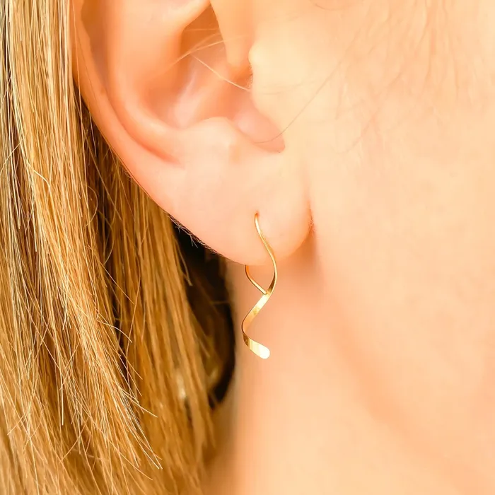Hoops By Hand Earrings Solid 14K Gold Mini Spiral Earrings