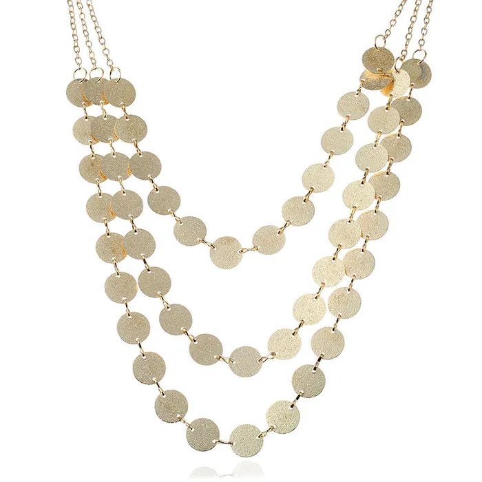 Hot Selling Ethnic Multi Layer Coins Choker Necklace Gold Color Round Necklace Collar Jewelry sparklingselections Necklaces