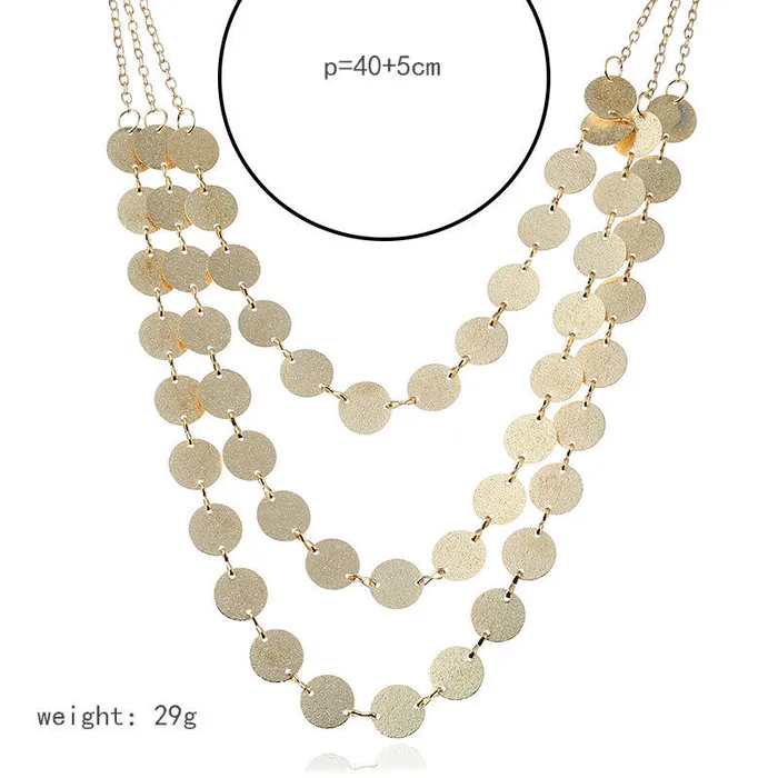 Hot Selling Ethnic Multi Layer Coins Choker Necklace Gold Color Round Necklace Collar Jewelry sparklingselections Necklaces