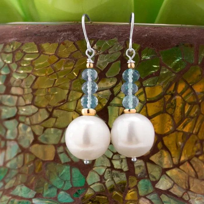 Impressionist Collection Aquamarine Freshwater Pearl Earrings Elisa Ilana Earrings