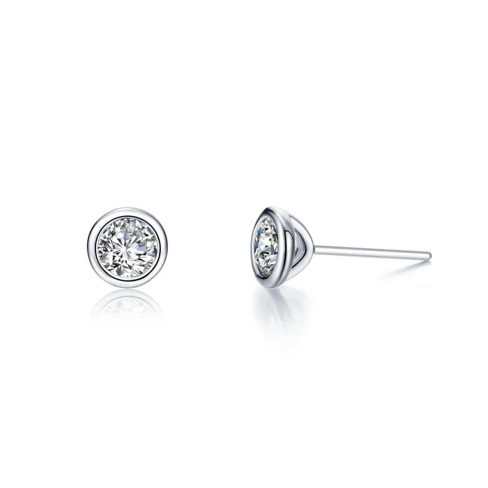 Lafonn Earrings 15 CTW Solitaire Sterling Silver Stud Earrings