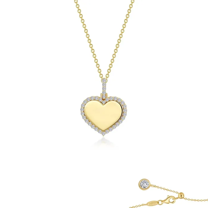 Lafonn Necklaces TR Gold Fancy Heart Pendant Necklace